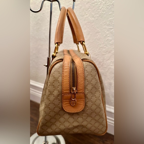 Celine Macadam Boston Bag Beige / Light Brown Coated Canvas - Picture 4 of 16